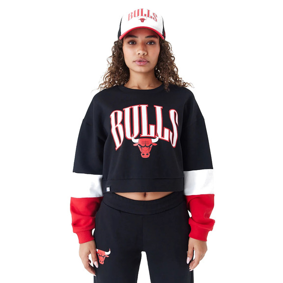 Neu Era NBA Chicago Bulls Frauen Farbe Block Crop Crew Neck Sweatshirt