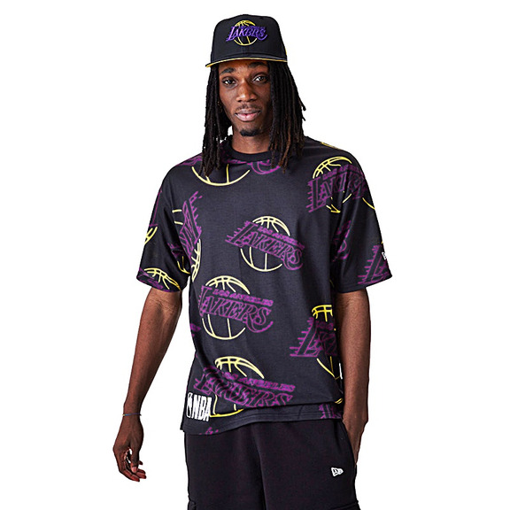Neu Era NBA L.A. Lakers AOP Logo Neon Tee