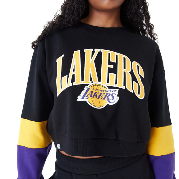Neu Era NBA LA Lakers Damen Farbe Block Crop Crew Neck Sweatshirt