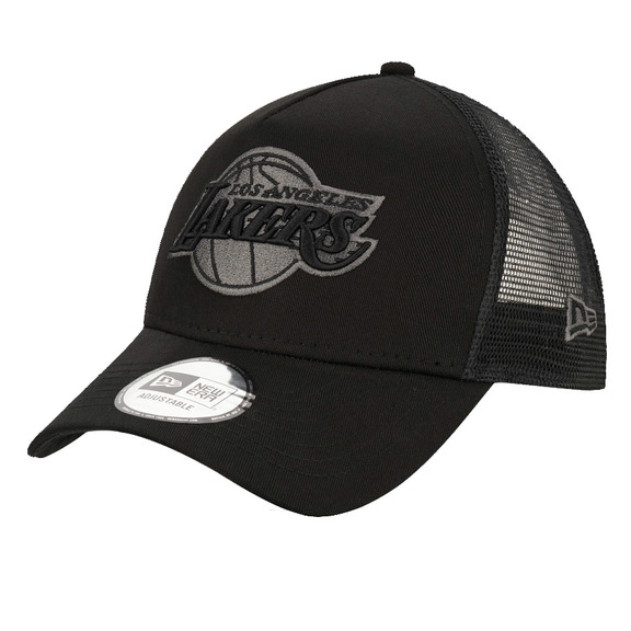 Neu Era NBA Los Angeles Lakers Schwarz auf Schwarz 9FORTY A-Frame Trucker