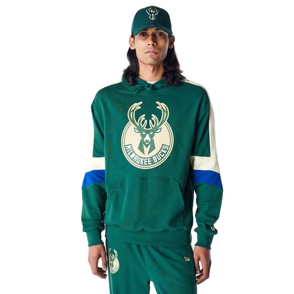 Neu Era NBA Milwaukee Bucks Farbe Block Pullover Hoodie "Dark Green"