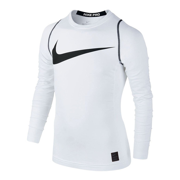Nike Pro Hyperwarm Jungen Langarmshirt "White"