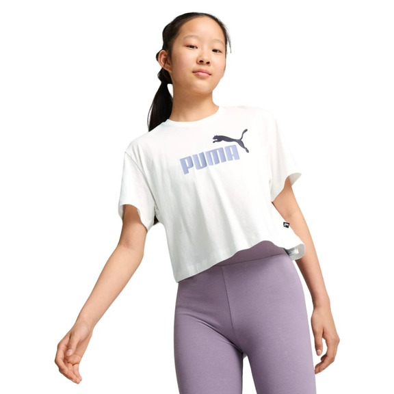 Puma Mädchen Logo gekropft Tee "Weiß"