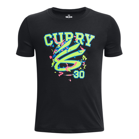 UA Jungen Curry Logo Tee "Black-Lime Surge"
