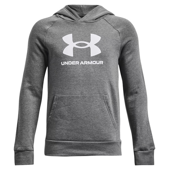 UA Boys\' Rival Fleece Big Logo Hoodie "Castlerock Light Heather"
