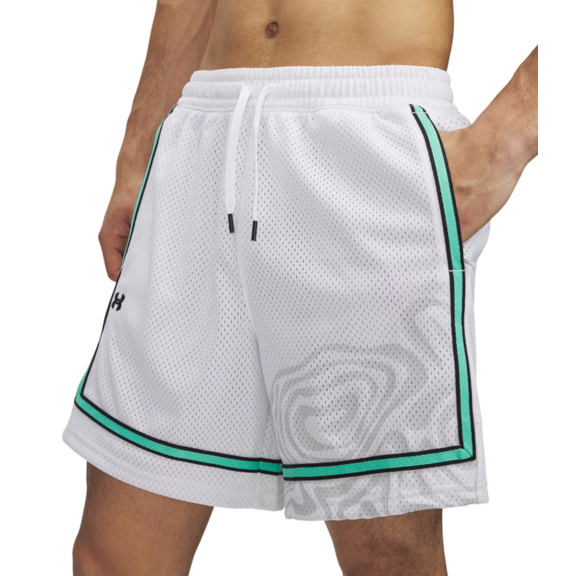 UA Men's Zone Pro 7" Mesh Shorts Printed "White"
