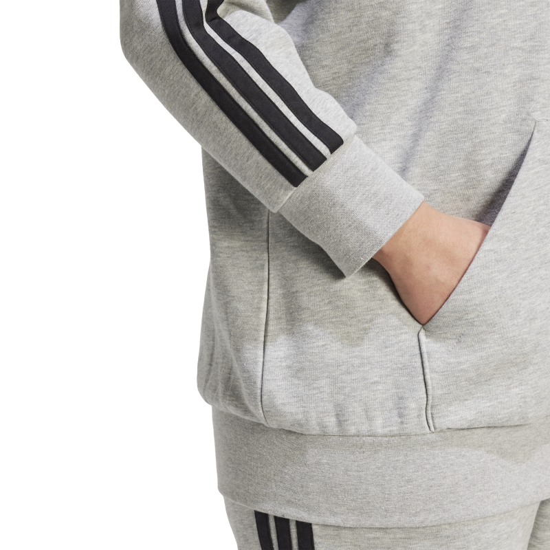 Adidas Essentials 3-Stripes Full-Zip Fleece Hoodie (Plus Size) "Grey"