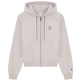 Champion Women’s Shiny Embroidered 'C' Logo Loose Fit Full-Zip Hoodie Sweatshirt "Taupe"