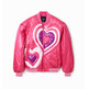 Desigual Girls Quilted Heart Bomber Jacke "Fuchsia"