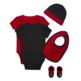 Jordan JHN Jumpman Infants Hat/Bodysuit/Bootie and Bid 5-Pc Set "Red-Black"